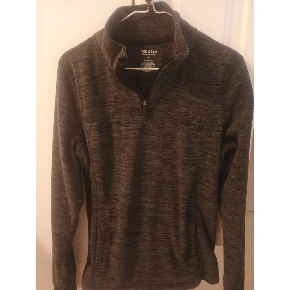 Women's Size Med TEK GEAR Long Sleeve Shirt Charcoal Gray Quarter Zip & Pockets
